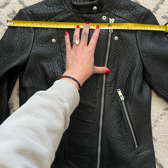 Reiss Luella Texture Leather Biker Jacket. Size 2 - Picture 13 of 14